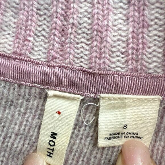 Anthropologie Moth Womens Small 100% Cashmere Pink Sweater Open Cardigan - Picture 2 of 6